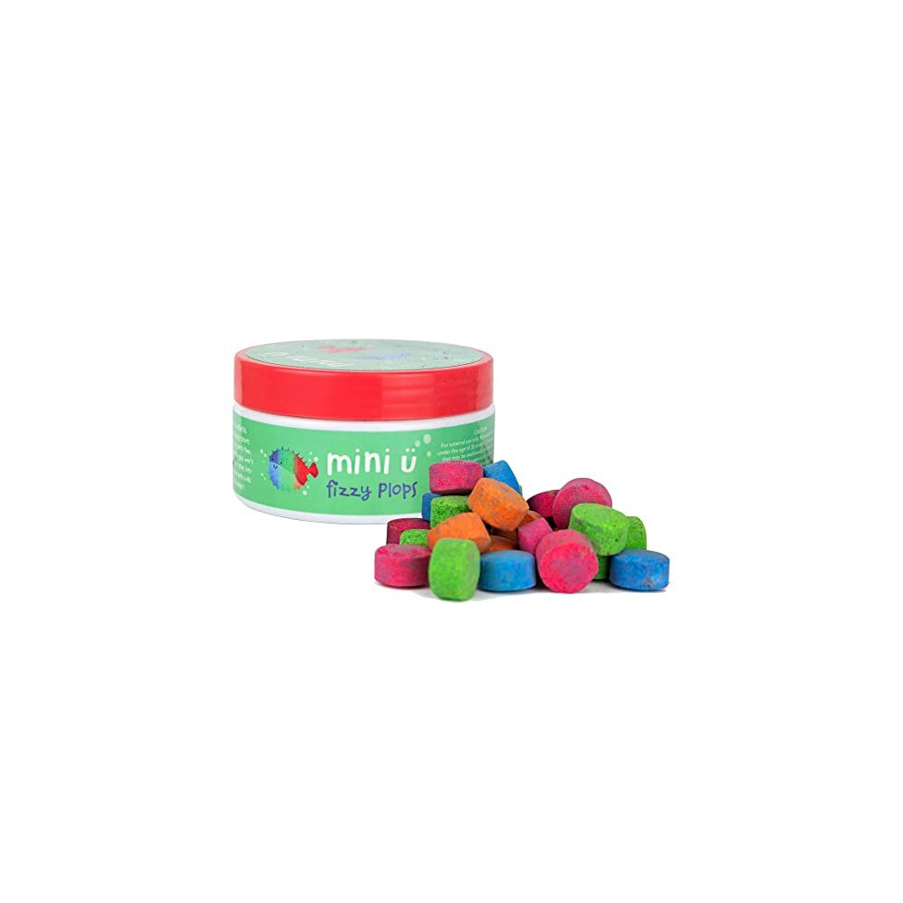Mini U Bath Fizzy Plops For Kids - 40 X Mixed Colour Tablets, Vegan, Non-Toxic - Gentle On Skin, Mess-Free & Stress Free - Ideal Christmas Stocking Filler