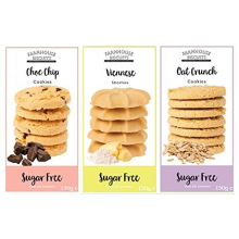 Farmhouse Biscuits Sugar Free Bundle | Pack of 3 | Chocolate Chip Cookies 150g x 1, Viennese Shorties 150g x 1, Oat Crunch Cookies 150g x 1