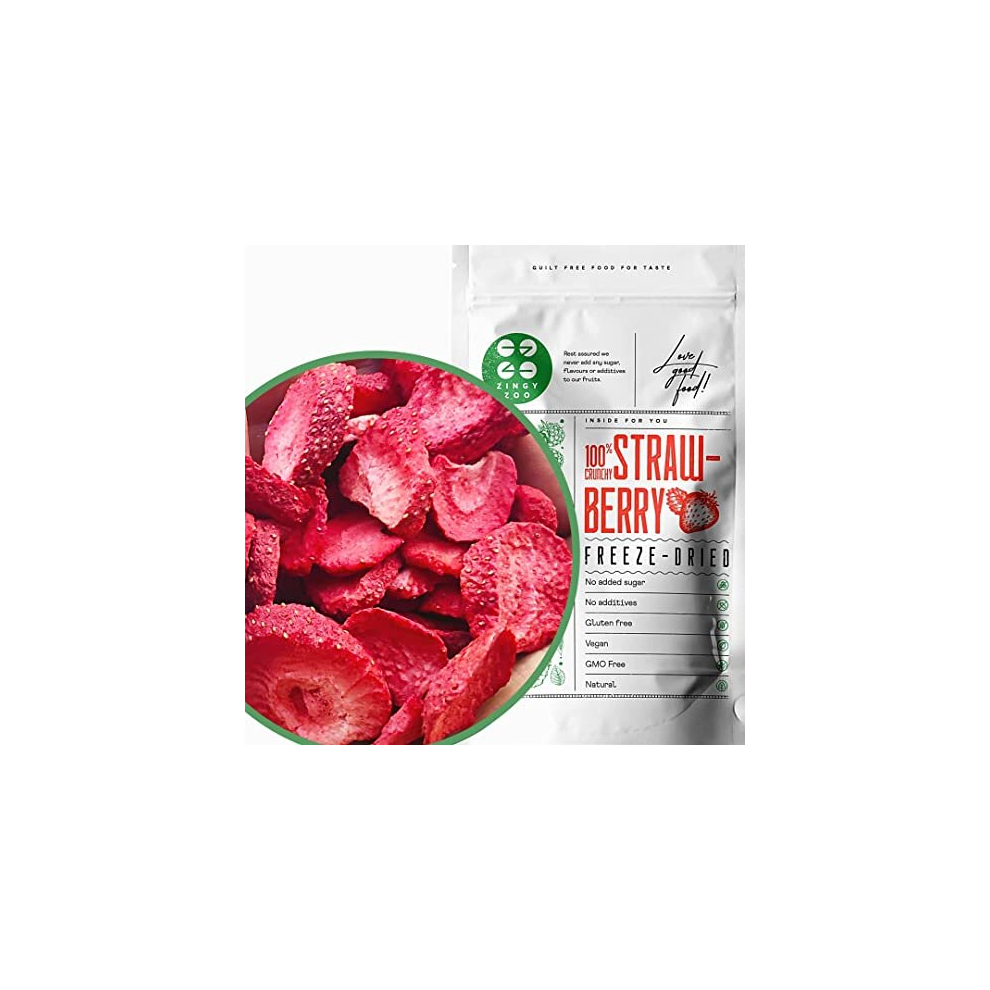 Freeze Dried Strawberry Slices | Raw Natural Premium Freeze Dried Fruit | Freeze Dried Strawberries | Snacking Freeze-Dried Strawberries | Berries