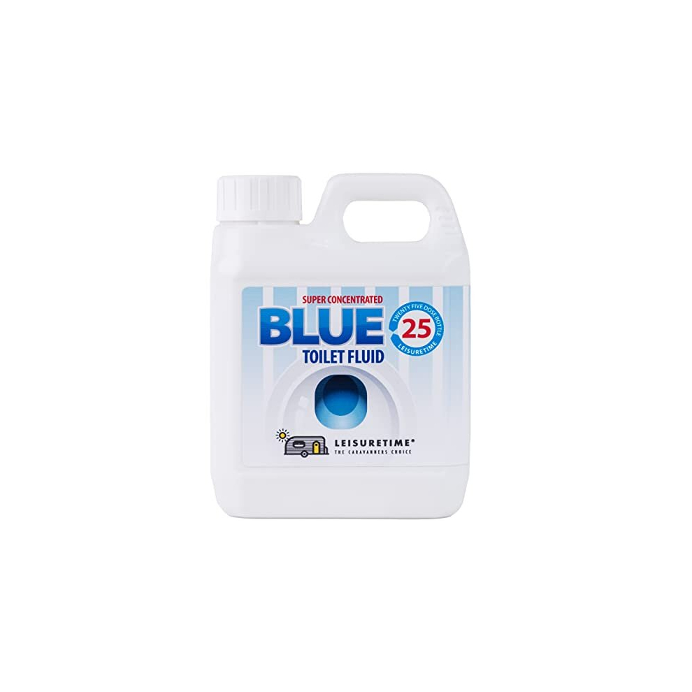 LeisureTime Super Conc. Blue Toilet Fluid 25 Dose - Septic Tank Treatment Safe Formaldehyde Free Eco Toilet Chemical for Camping Toilet/Portable