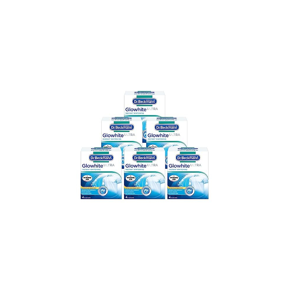 DR BECKMANN GLOWHITE ULTRA|Maintains brighter white laundry |Treats Greying | 4 x 40g x 6