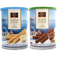 Wafer Rolls Variety Pack - Vanilla Flavoured Cream (400g) & Hazelnut and Cocoa Cream (400g)