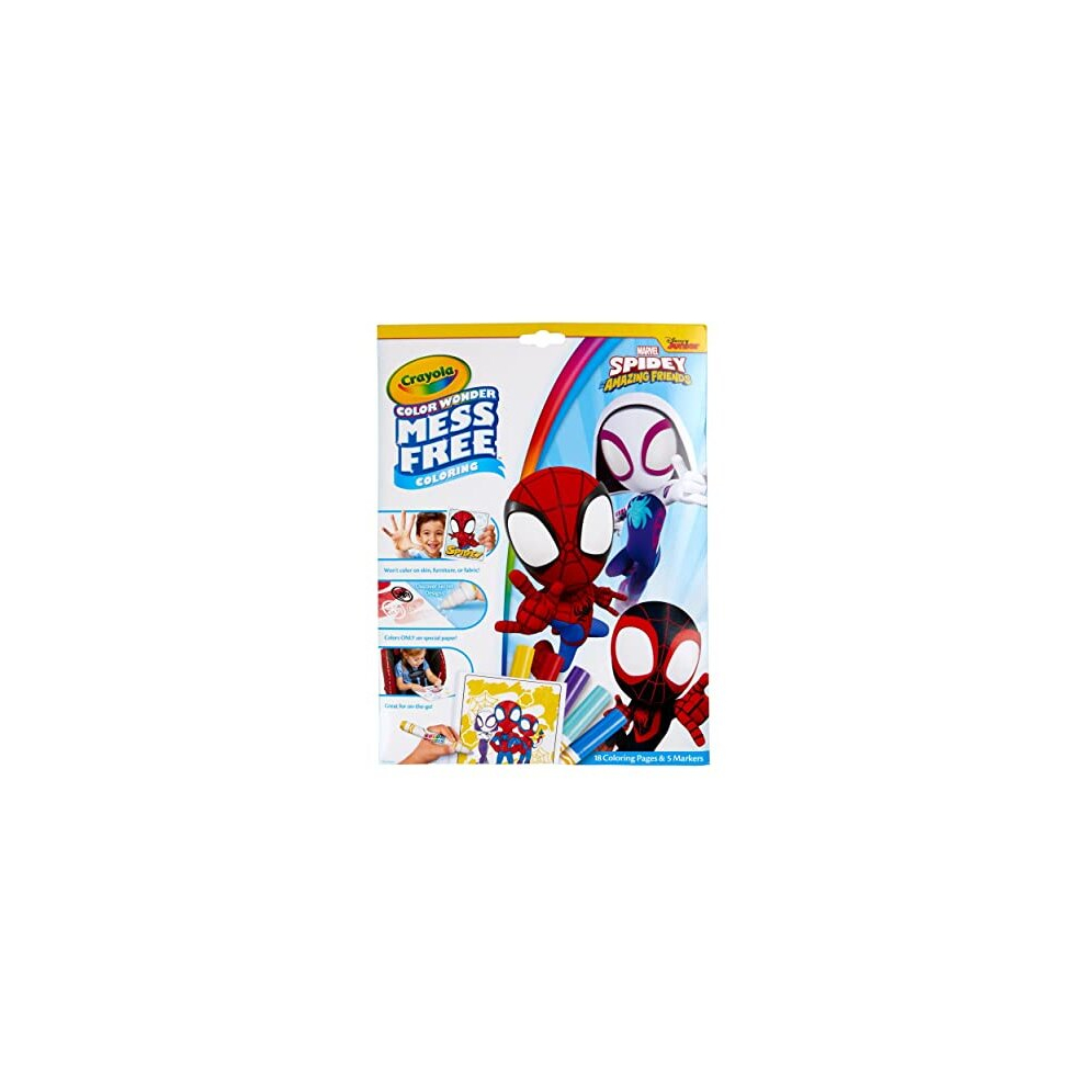 Crayola Color Wonder - Marvel Spidey And His Amazing Friends Mess-Free Colouring Book (Includes 18 Spider Man Colouring Pages & 5 Magic Color Wonder Markers)