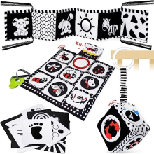 Black and White Sensory Toys, Baby Toys 0-6 Months Sensory Toys for Babies 0-3 Months Baby Essentials for Newborn Toys Sensory Soft Book Baby Toys 6