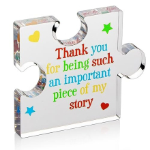 Thank You Acrylic Block Puzzle Paperweight – Heartwarming Teacher Gift for Women & Men, 3.35 x 2.76 in