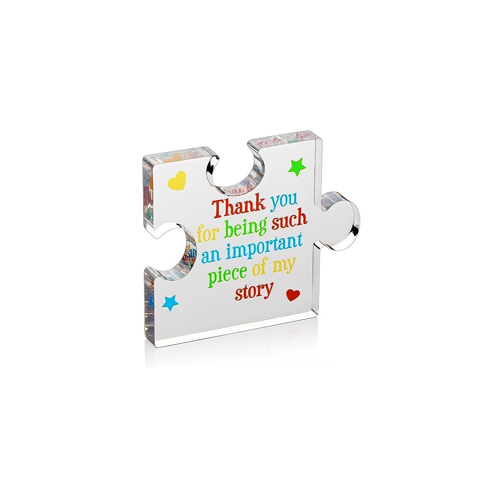 Teacher Appreciation Gifts for Women, Men - Thank You Paperweight Acrylic Block Puzzle 3.35 x 2.76 inch - Heartwarming Teacher Gift - Cute Student