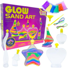 Ram Make Your Own Glow in The Dark Glitter Sand Art Bottles Kids Glow in The Dark Sand Bottles Craft Kit Toy