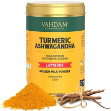 VAHDAM, Golden Milk Powder/Turmeric Ashwagandha Latte Mix (40 Cups) Caffeine-Free Golden Milk Tea Powder w/Powerful Curcumin,Turmeric Powder &