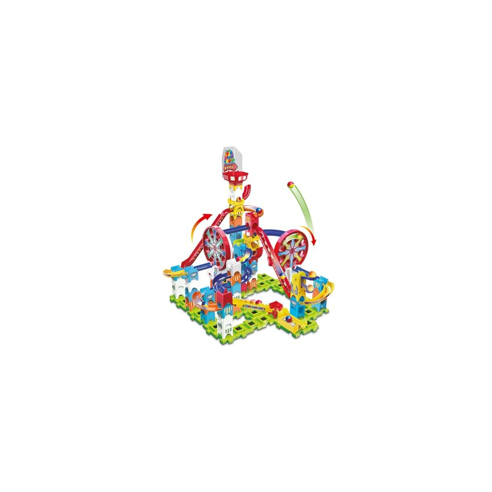 Vtech Marble Rush Adventure Park Challenge, Construction Toys For Kids With 10 Marbles And 96 Building Pieces, Electronic Marble Run, Colour-Coded Building