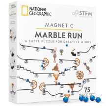 NATIONAL GEOGRAPHIC Magnetische Kugelbahn 75-teiliges STEM-Bauset fr Kinder und Erwachsene mit magnetischer Spur, Trickstcken und Murmeln zum Bau