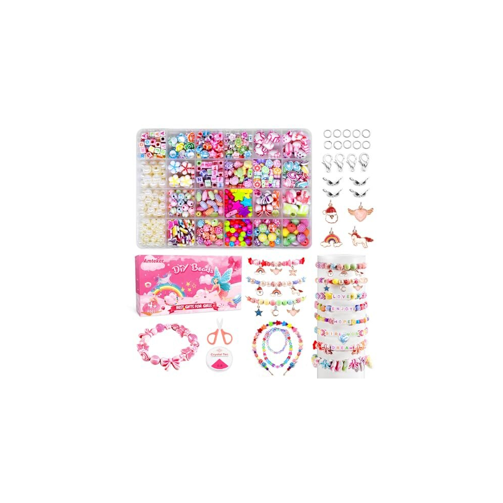 Bracelet Making Kits for Girls, Jewellery Making Kit Girls Birthday Presents, Gifts for Teenage Girls Arts Craft Kits for Kids Age 4-9, DIY Beads