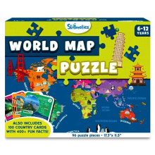 Puzzle con mappa del mondo Skillmatics - Puzzle da 96 pezzi, giocattolo educativo, geografia per bambini, oltre 400 informazioni, regali per raga