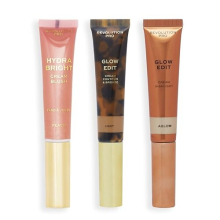 Cream Face Wand Trio, Cream Contour, Blush & Highlighter Makeup Set, Vegan & Cruelty-Free, Light, 1x12ml, 2x15ml