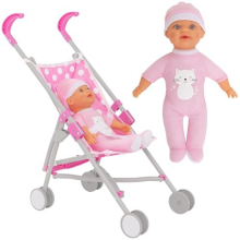 Single Stroller & Doll | Toy Dolls Buggy | Baby Doll Pushchair | Childrens Baby Doll Stroller Toy Umbrella Fold Stroller | Includes Matching Doll |