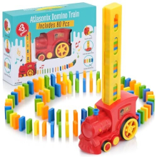 Domino Train Set - 80 Pcs Dominoes for Kids, Domino Train Toy Machine - Prepares Your Domino Rally Experience Automatically for Boys and Girls Age 3-8