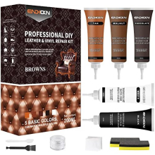 Leather and Vinyl Repair Kit 5 Colors, Endhokn Leather Repair Kit for Sofas, Car Seats, Jackets, Bags, Purse, Belts, Shoes, Holes and Scratch Leather