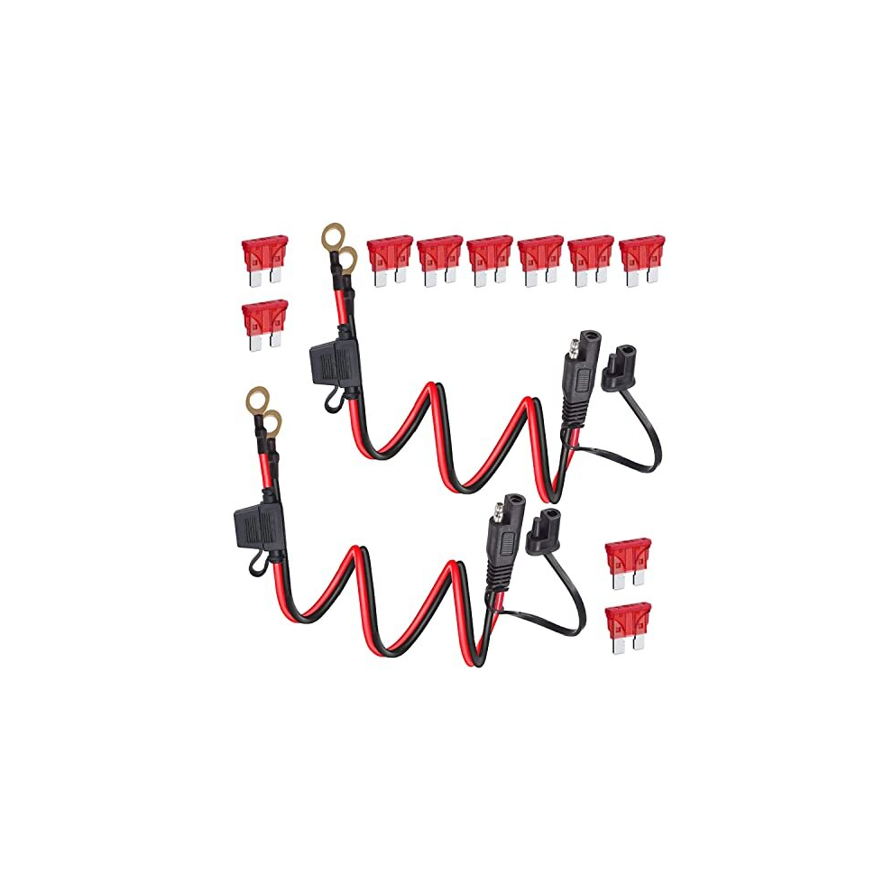 16Awg Quick Disconnect Sae Cable, 2Ft Ring Terminal Cable - Sae To O Ring Terminal Harness Quick Connect/Disconnect Ring Terminal Assembly,10A Fuse 716852648986