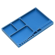 Magnetic Screw Tray, Wide Application RC Repair Tool Tray Large Space Sturdy Durable Aluminium Alloy for DIY(Blue)