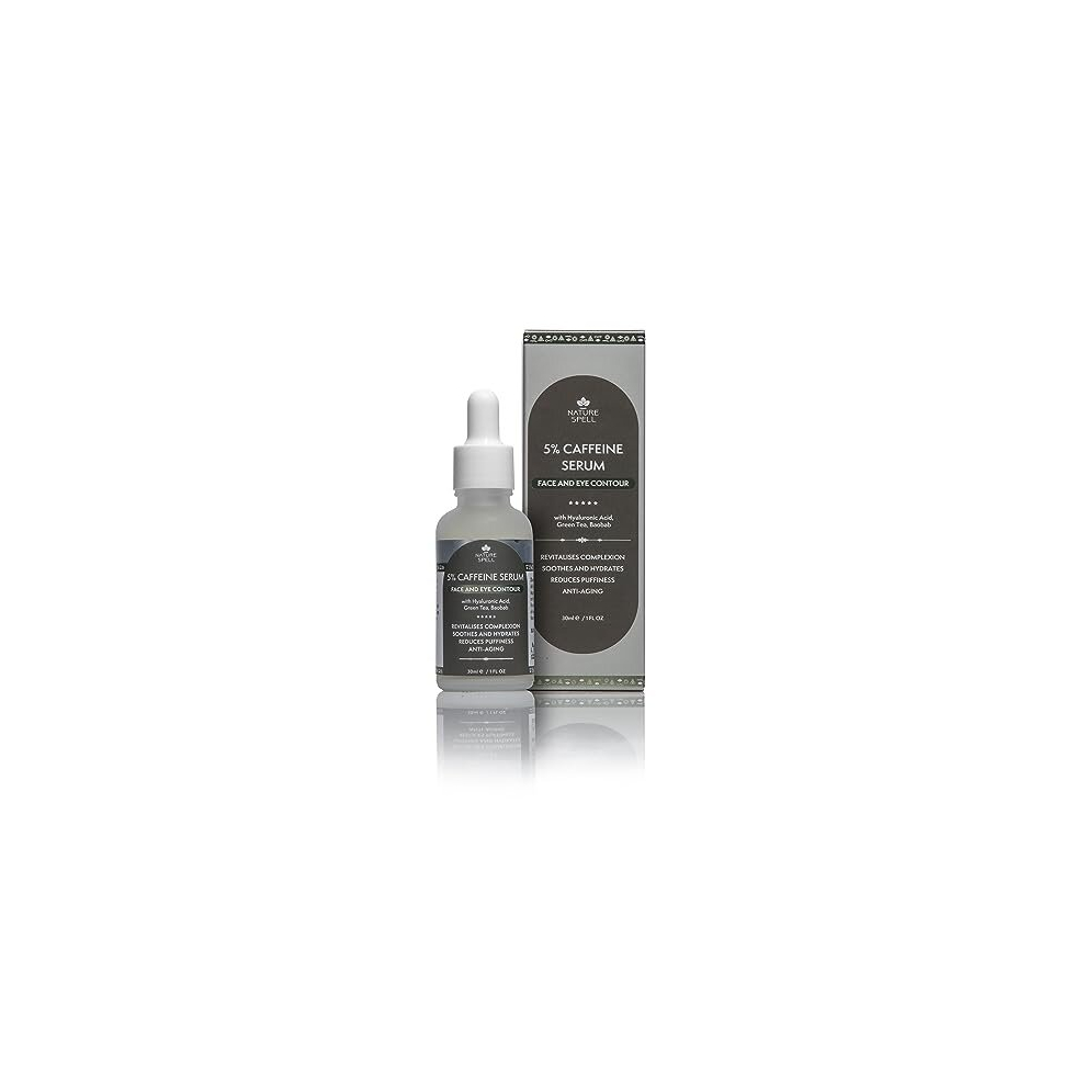Nature Spell 5% Caffeine Face Serum 30Ml Â Infused With Hyaluronic Acid Â Face & Eye Contour Â Anti Ageing Serum, Soothes, Hydrates & Reduces Puffiness