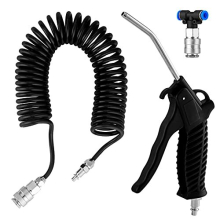 Air Duster Blow Gun with 5 Metre Recoil Blow Dust Gun Quick Connects Cleaning Kit for Lorry Truck Car(Black)