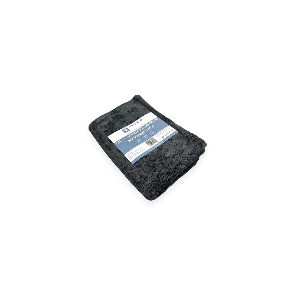Large Edgeless Drying Towel - 1200gsm, 90cm x 70cm, Car Cleaning, Detailing, Super Absorbent, Twisted Microfibre Pile, Heavy, Luxurious