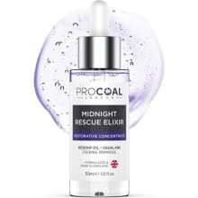Face Oil, Midnight Rescue Elixir Face Oil Serum 30ml by Procoal - Anti Ageing Face Serum For Soft, Supple, and Glowing Skin, Rosehip Face Oil, Evening