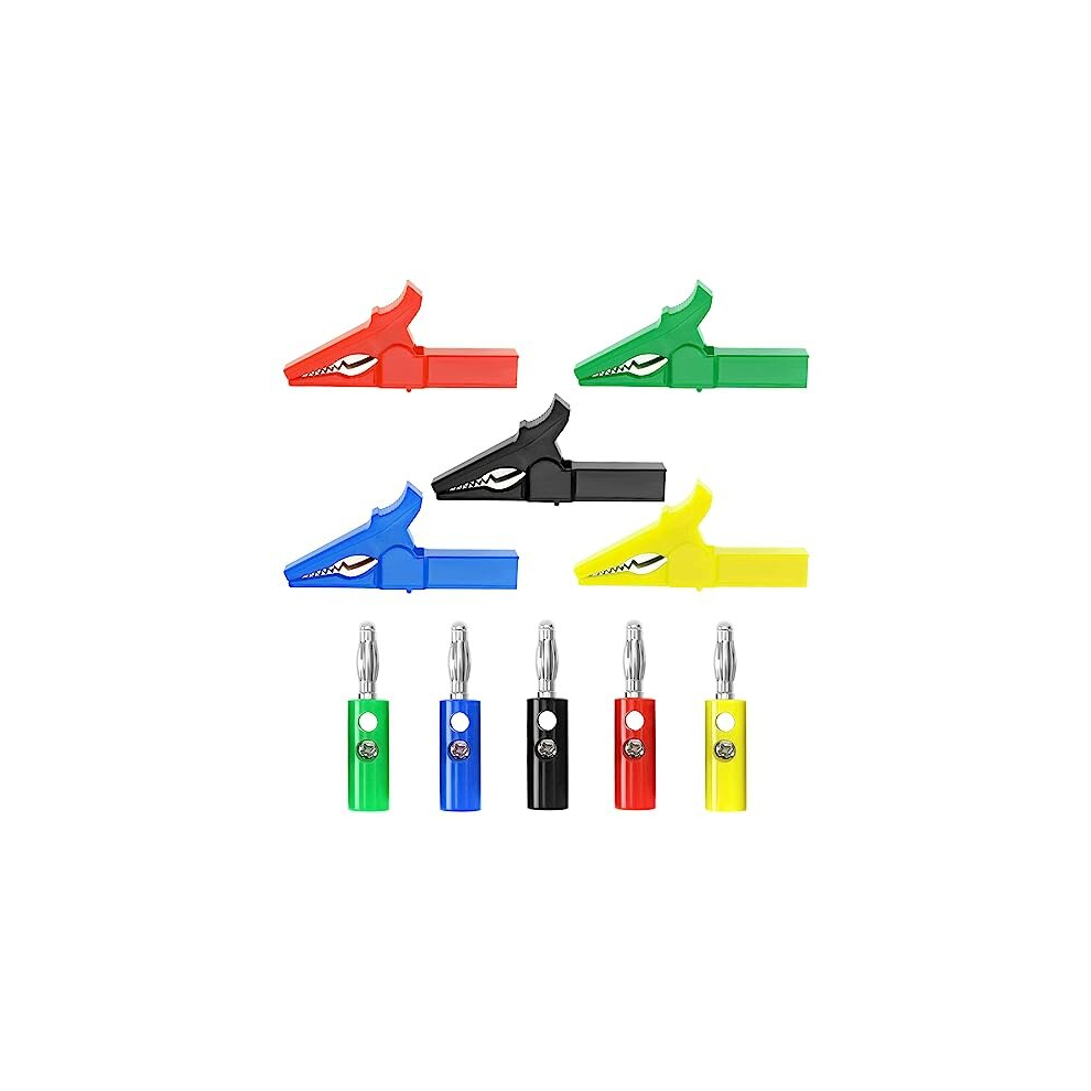 5 Sets Alligator Clips With 4Mm Banana Plugs 220V 30A Insulated Full Protective Crocodile Clips Electrical Test Clips For Multimeter And Clamp Meters 6976061465208