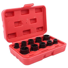 10Pcs Locking Wheel Nut Impact Bolt Removal Extractor 9mm-19mm Grip and Twist Socket Remover Tool with Straight Bar