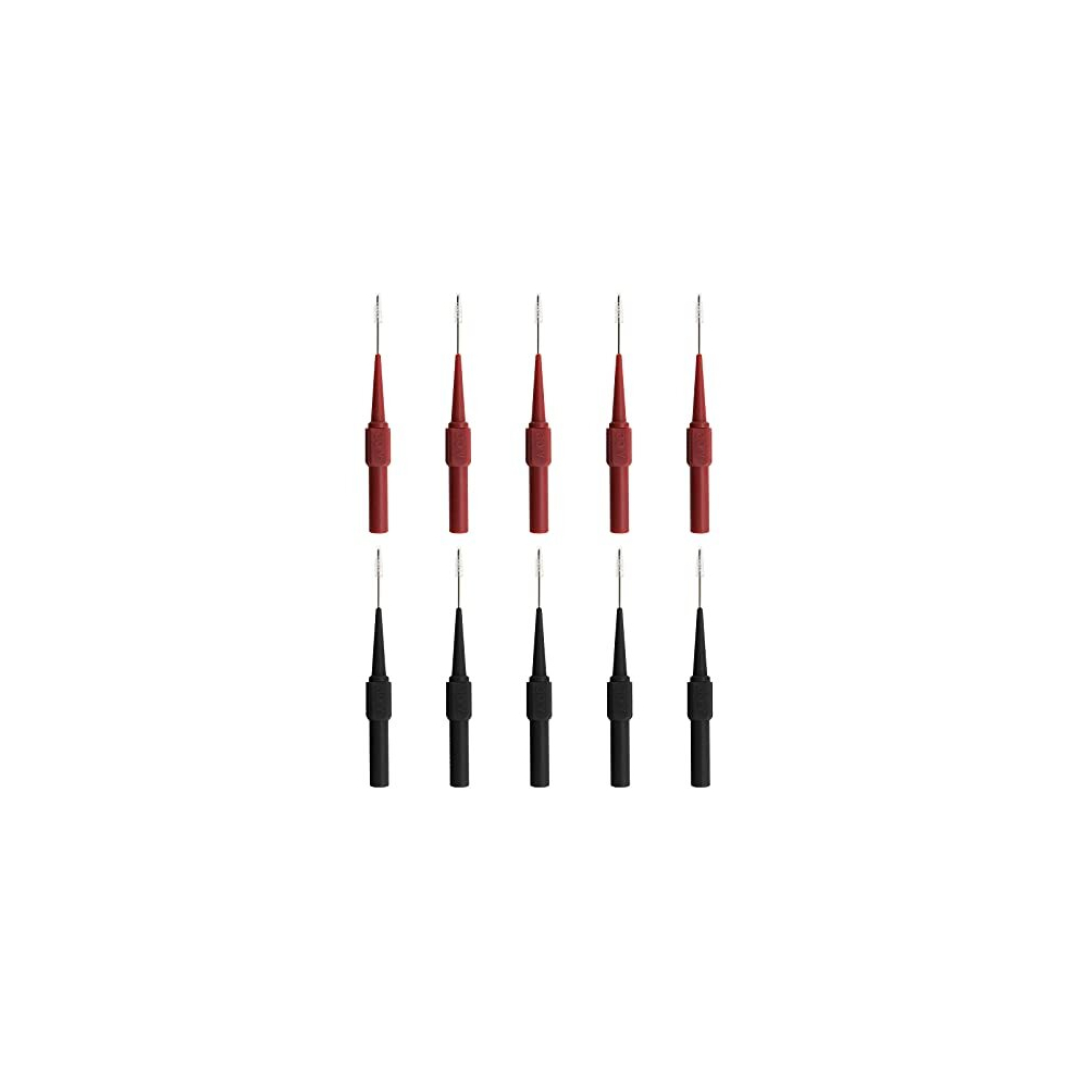 10Pcs Multimeter Test Probes Testing Lead Extention Sharp Needle Tips Micro 0.7Mm Pin 4Mm Female Banana Socket For Automotive Electric Testing Black 4894833007130