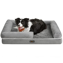Orthopedic Dog Bed, Dog Sofa with Sides, Removable Washable Cover, 91 x 71 x 25 cm, Non-Slip Bottom, Light Grey PGW076G02