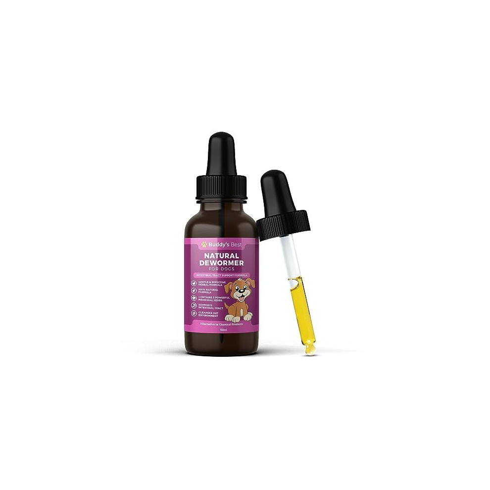 Buddy's Best Natural Dewormer For Dogs | 100% Natural | Contains 3 Medicinal Herbs | Supports Intestinal & Gut Health | Gentle & Effective Formula