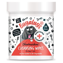 Chlorhexidine Dog Wipes for pawly skin - 100 Biodegradable dog grooming pet wipes. Use as Dog ear wipes, dog eye wipes, dog face wipes, Paw & Bum