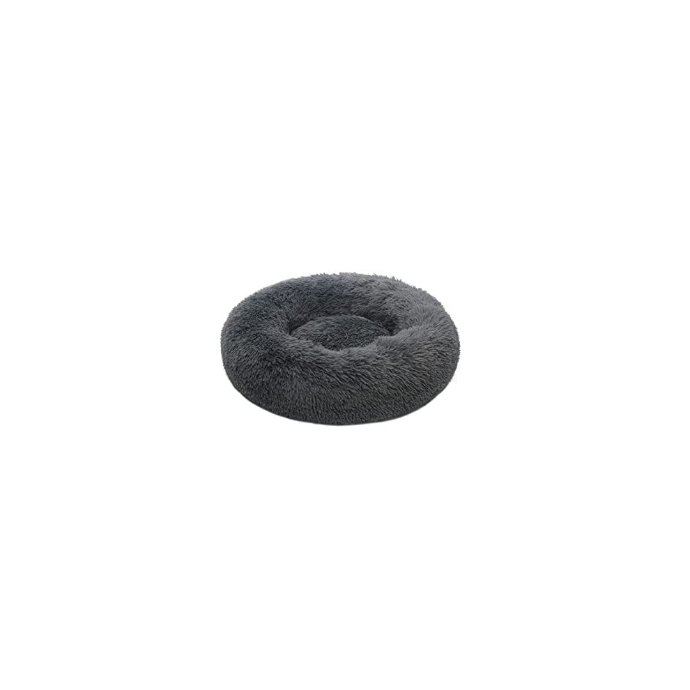 Calming Donut Dog Bed 60cm, Fluffy Plush Pet Bed Anti Anxiety Dog Cat Bed Round Warming Cuddler Washable Bed Nest Cushion with Non-Slip Bottom for