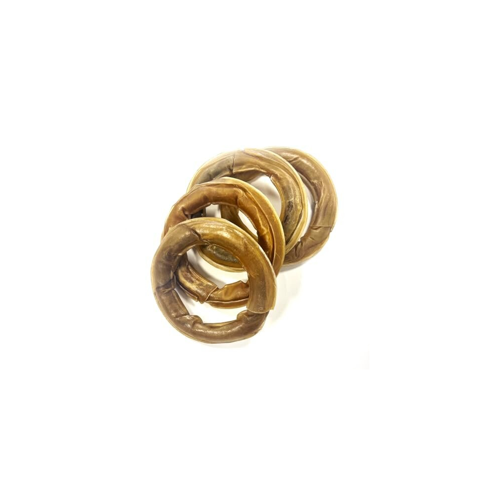 * New * Rawhide Ring Large x 5 Natural Rawhide Dog Treats LOS