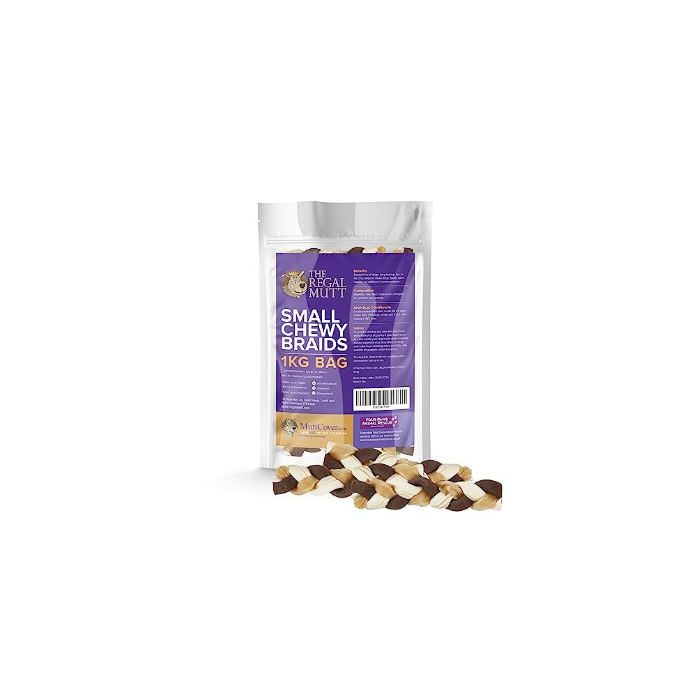 The Regal Mutt - Rawhide Chews Braid Chews - 1Kg Bag) Small