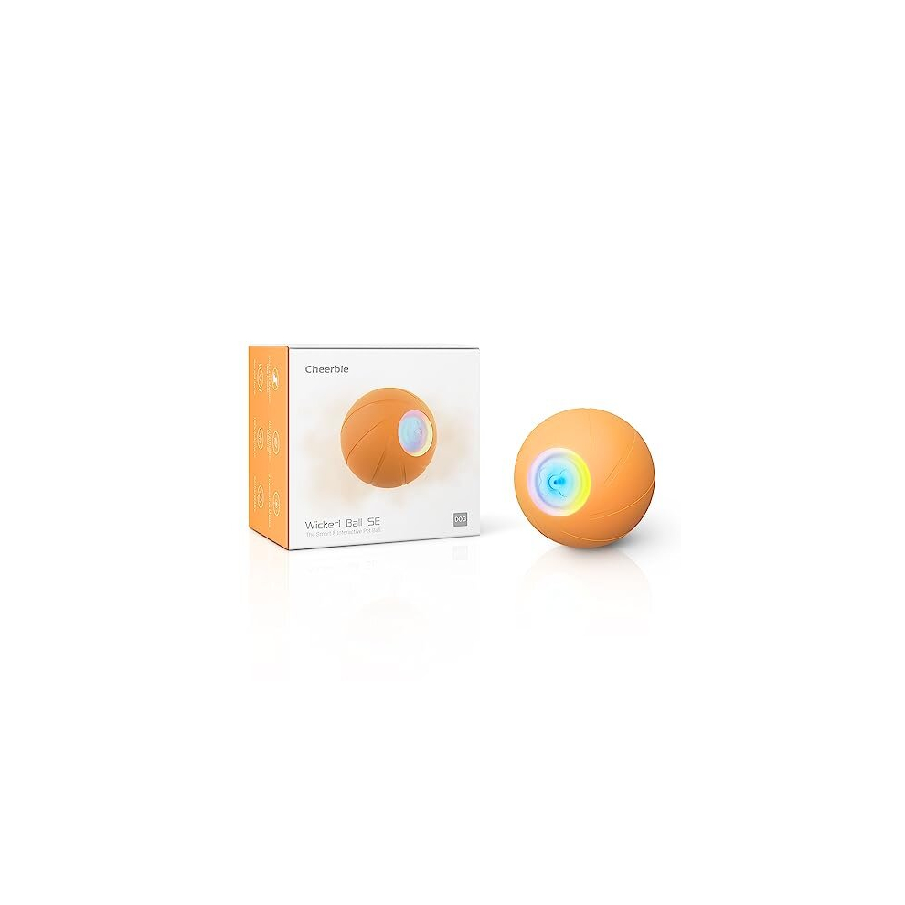 Interactive Dog Ball, Self Moving Dog Ball Toy, Wicked Ball for Dogs with 3 Interactive Modes, Smart Dog Toys for Small Dogs, with LED Lights, DC