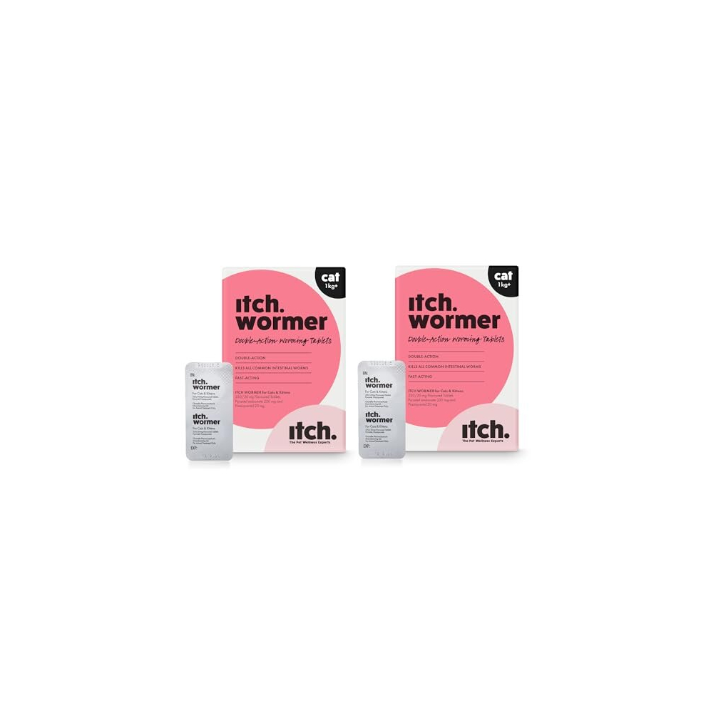 Itch | Worming Tablets For Cats | 4 Tablet | Treats Roundworms And Tapeworms | Kills Worm Larvae