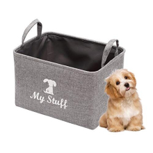 Canvas Dog Toy Storage Dog Toy Basket Box for dog toy bins, Dog Blanket, Dog Clothes Storage - Pet Toy and Accessory Storage Bin-Gray