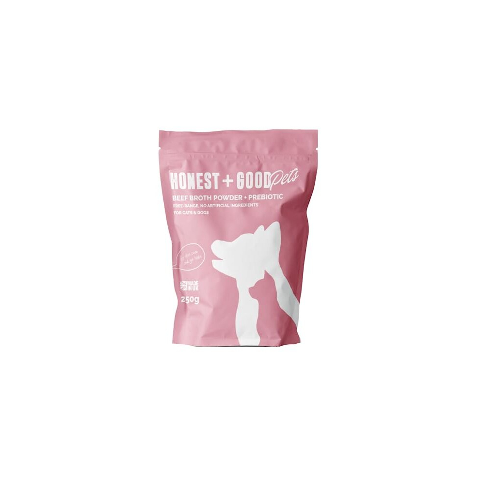 Pets UK's Beef Bone Broth + Pre-biotic | Coat & Digestion, Gut Health | Dog & Cat Bone Broth | High in Type I & III Collagen & Fibre | 50 Servings