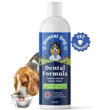Honest Dog Co Dog Dental Formula for Water - Vet-Formulated Mouthwash that Freshens Breath, Removes Plaque & Tartar, 20-Second Daily Add to Water