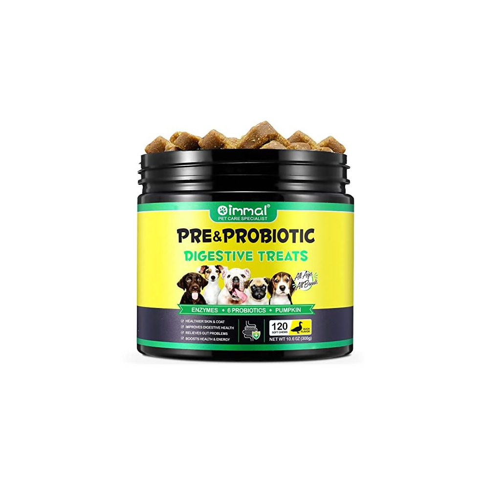 Probiotics Chews for Dogs - Pre & Probiotic Digestive Treats for Dog, Support Gut Health, Seasonal Allergies, Itchy Skin, Dog Supplement Soft Chews