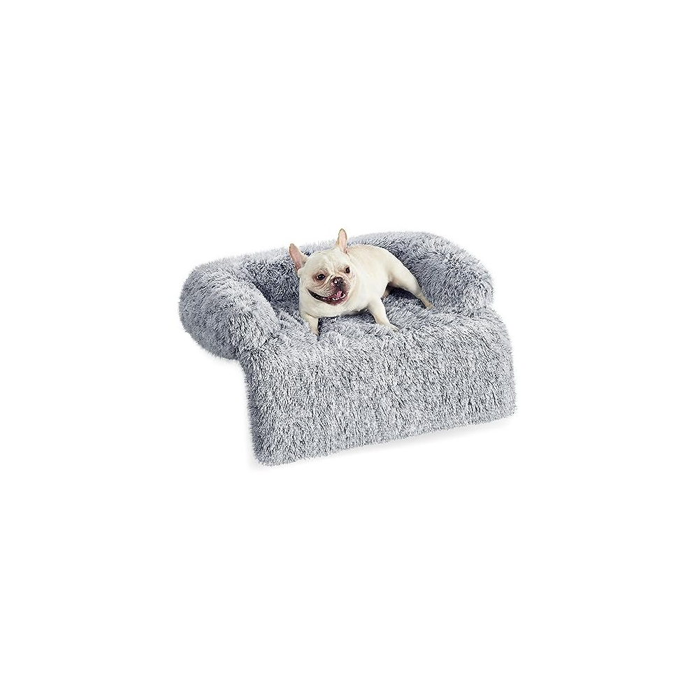 Feandrea Fluffyhug Dog Sofa Bed, Dog Sofa Cover, Calming Dog Bed, M, For Small And Medium Dogs, 80 X 75 X 16 Cm, Ombré Pgw221g01 Grey