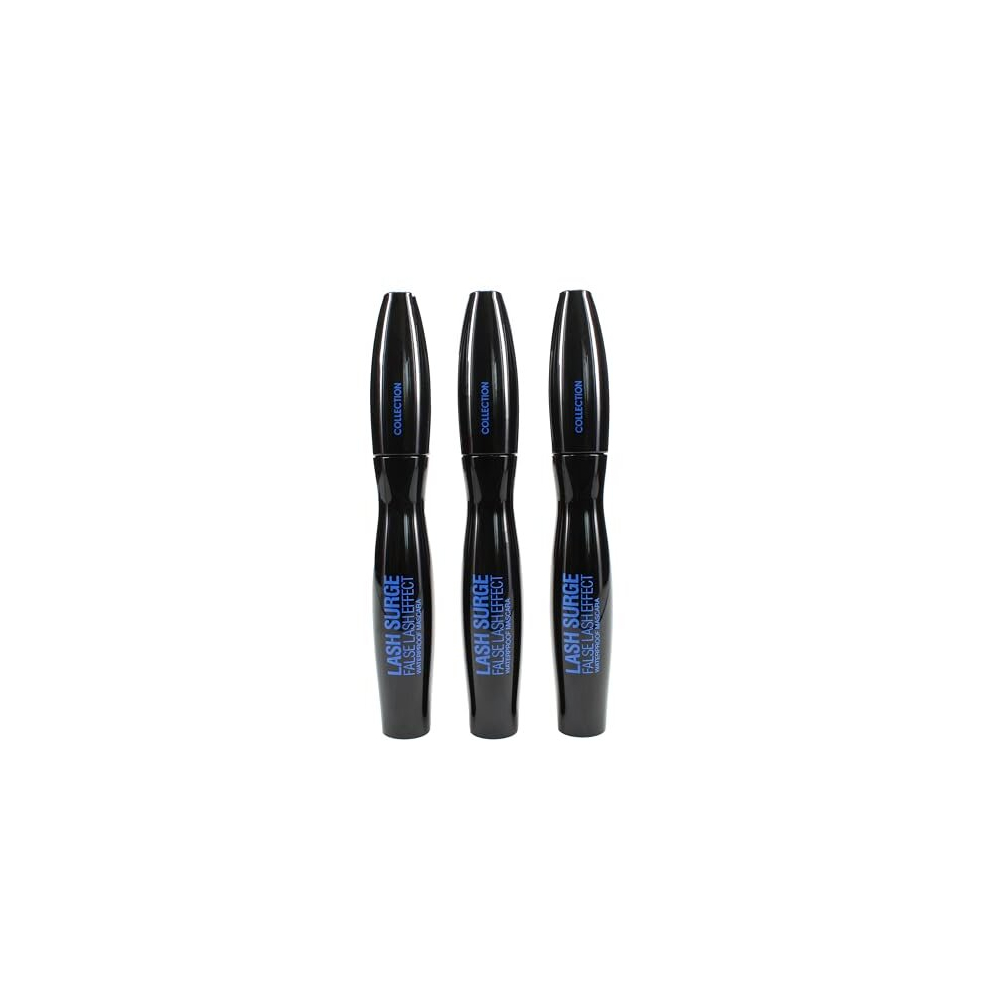 Cosmetics Lash Surge Mascara, False Lash effect, 8ml, Waterproof Black (Pack of 3), Trio Value Bundle