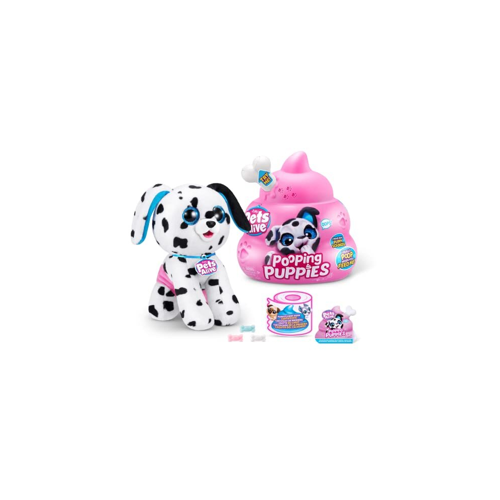 Pooping Puppies by ZURU, Dalmatian, Real Pet Dog Puppy, Play Soft Toy, Developmental Nurturing Plush, Color Change Unboxing, Interactive Electronic