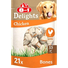 8in1 Delights XS Ossa di manzo da masticare per cani di piccola taglia - Lunga durata - senza cereali, coloranti, aromi artificiali - 21 pz