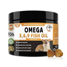 Omega 3, 6, 9 Fish Oil for Dogs | Salmon Oil Soft Chews for Dogs to Prevent Skin Allergies & Support Itchy Dog Skin Relief | Skin & Coat Supplements