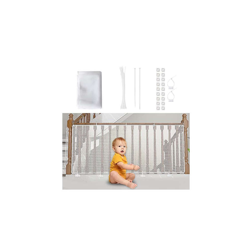Yiomxhi Child Safety Net Mesh, Baby Balcony And Stairway Safety Net, 10Ft X 3Tf Heightened Design Adjustable Sturdy Stairway Railing Fence Mesh Protection Net