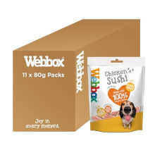 | Chicken Sushi, Dog Treats | Made with 100% Natural Chicken, Low in Fat | Puppy Friendly, Gluten-Free Recipe (11 x 80g Packs)