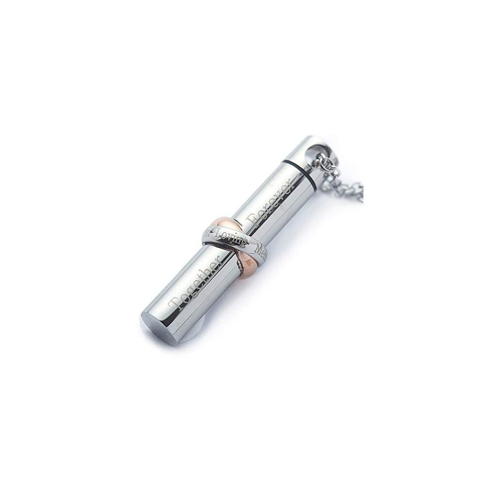 Cremation Jewellery Urn Necklace Cylinder Pendant Engraved Together Forever in Loving Memory Stainless Steel Ashes Holder Keepsake Memorial Jewellery