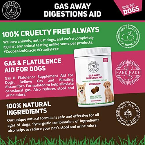 C&G Pets, Gas Away Digestion Aid 60 Soft Chews, Gas & Flatulence Supplement Aid for Dogs